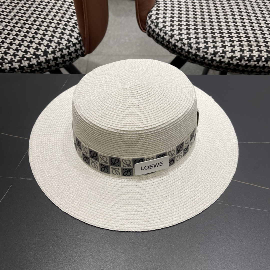 【loewe罗意威】2025新款草编大牌织带编织草帽，度假休闲必备，优雅大方的一款