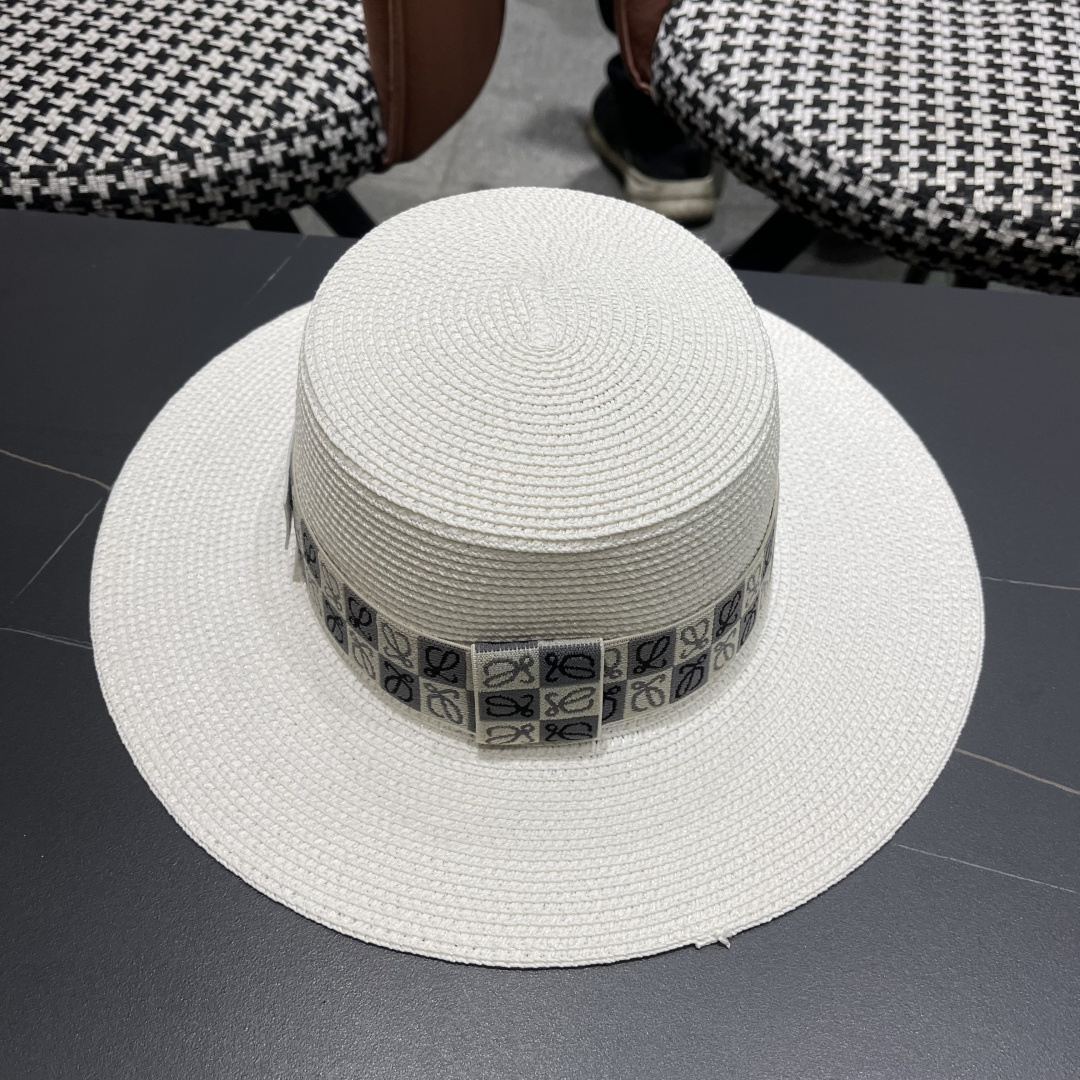 【loewe罗意威】2025新款草编大牌织带编织草帽，度假休闲必备，优雅大方的一款