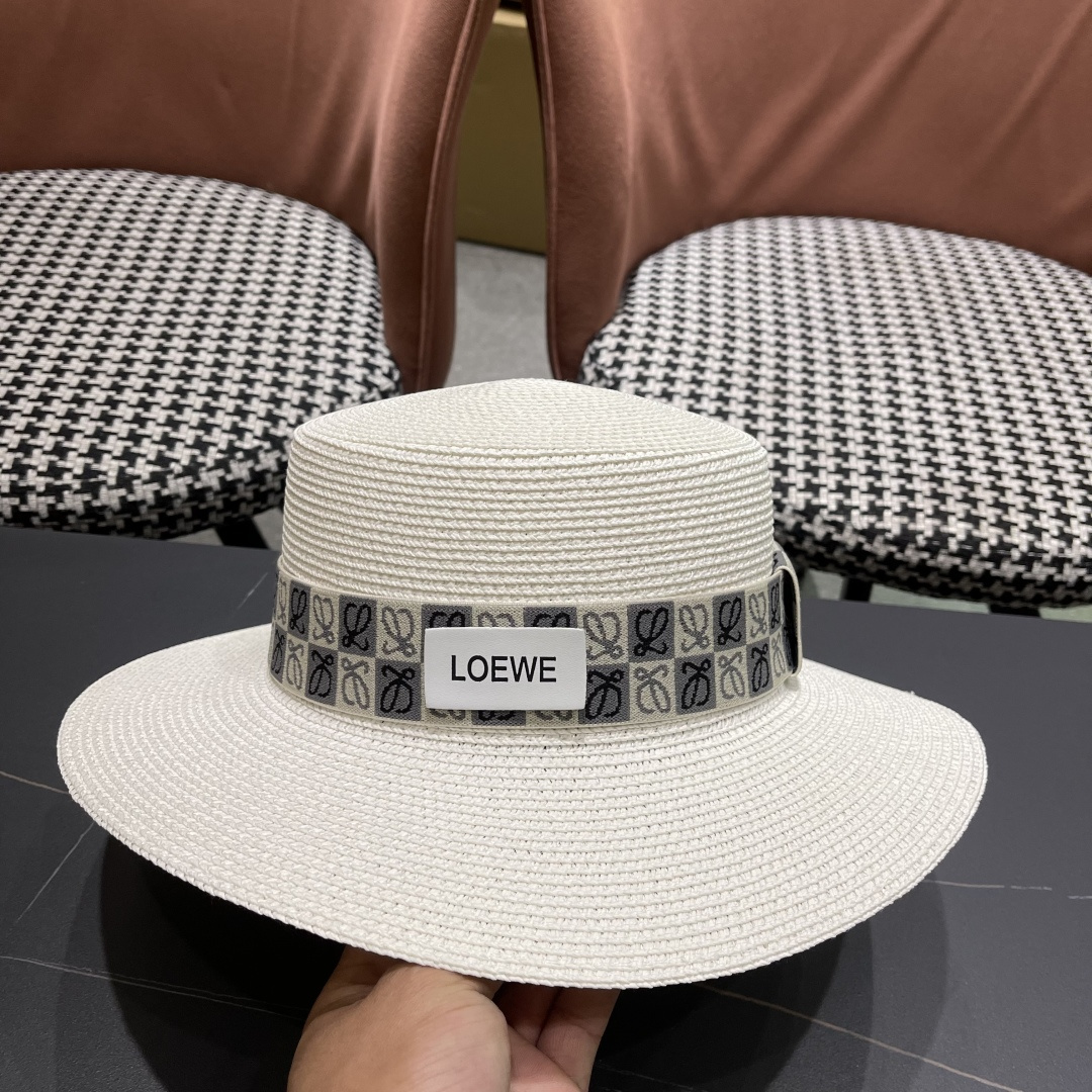 【loewe罗意威】2025新款草编大牌织带编织草帽，度假休闲必备，优雅大方的一款