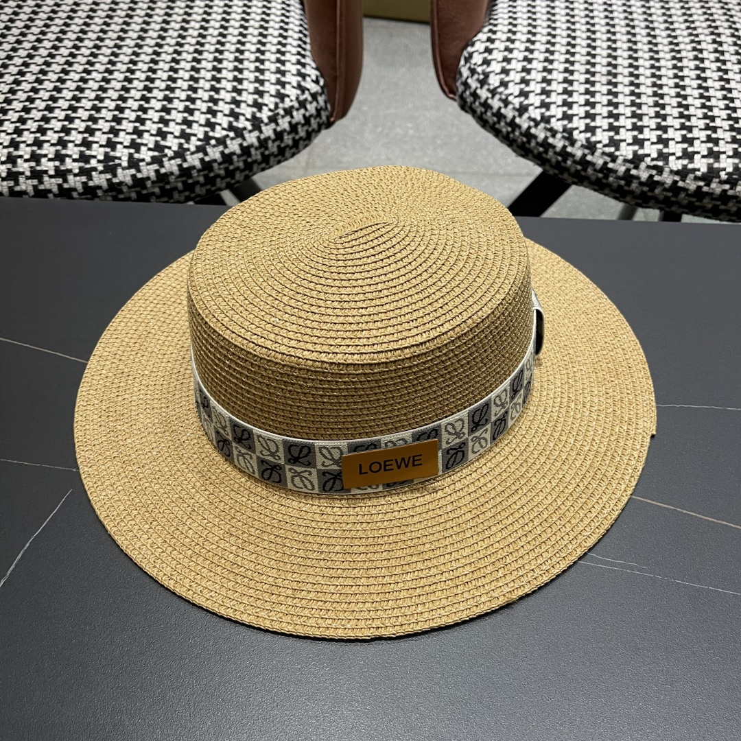 【loewe罗意威】2025新款草编大牌织带编织草帽，度假休闲必备，优雅大方的一款