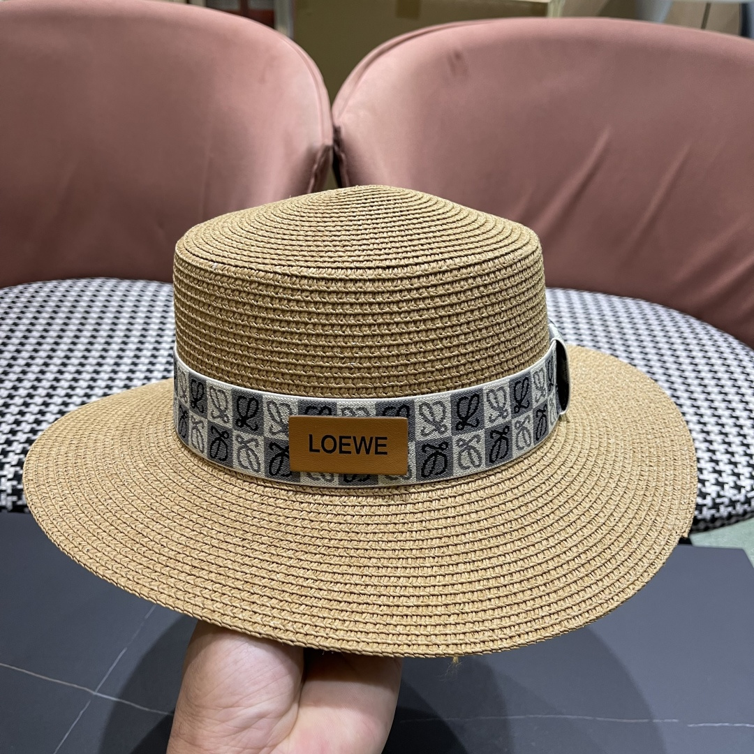 【loewe罗意威】2025新款草编大牌织带编织草帽，度假休闲必备，优雅大方的一款