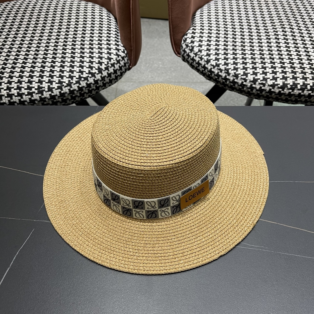 【loewe罗意威】2025新款草编大牌织带编织草帽，度假休闲必备，优雅大方的一款