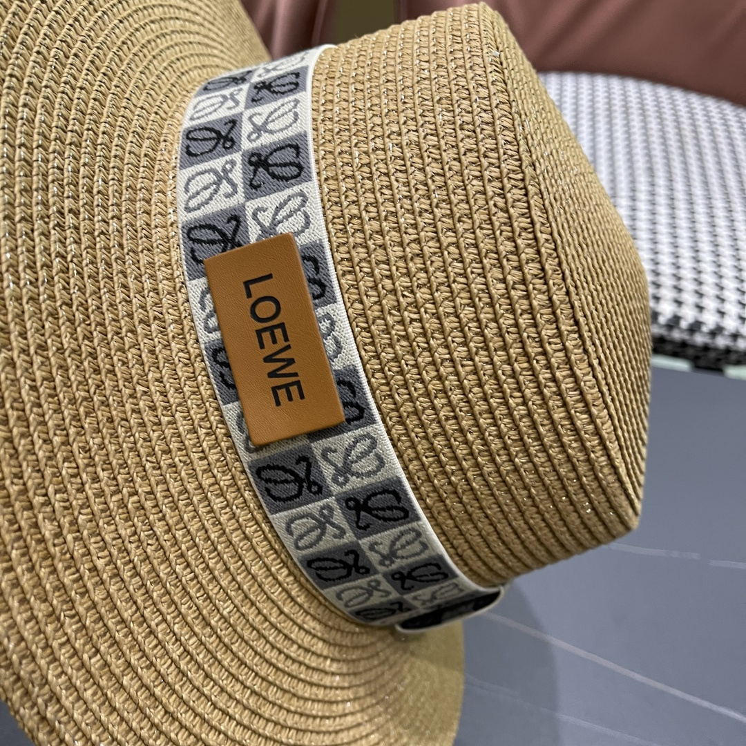 【loewe罗意威】2025新款草编大牌织带编织草帽，度假休闲必备，优雅大方的一款