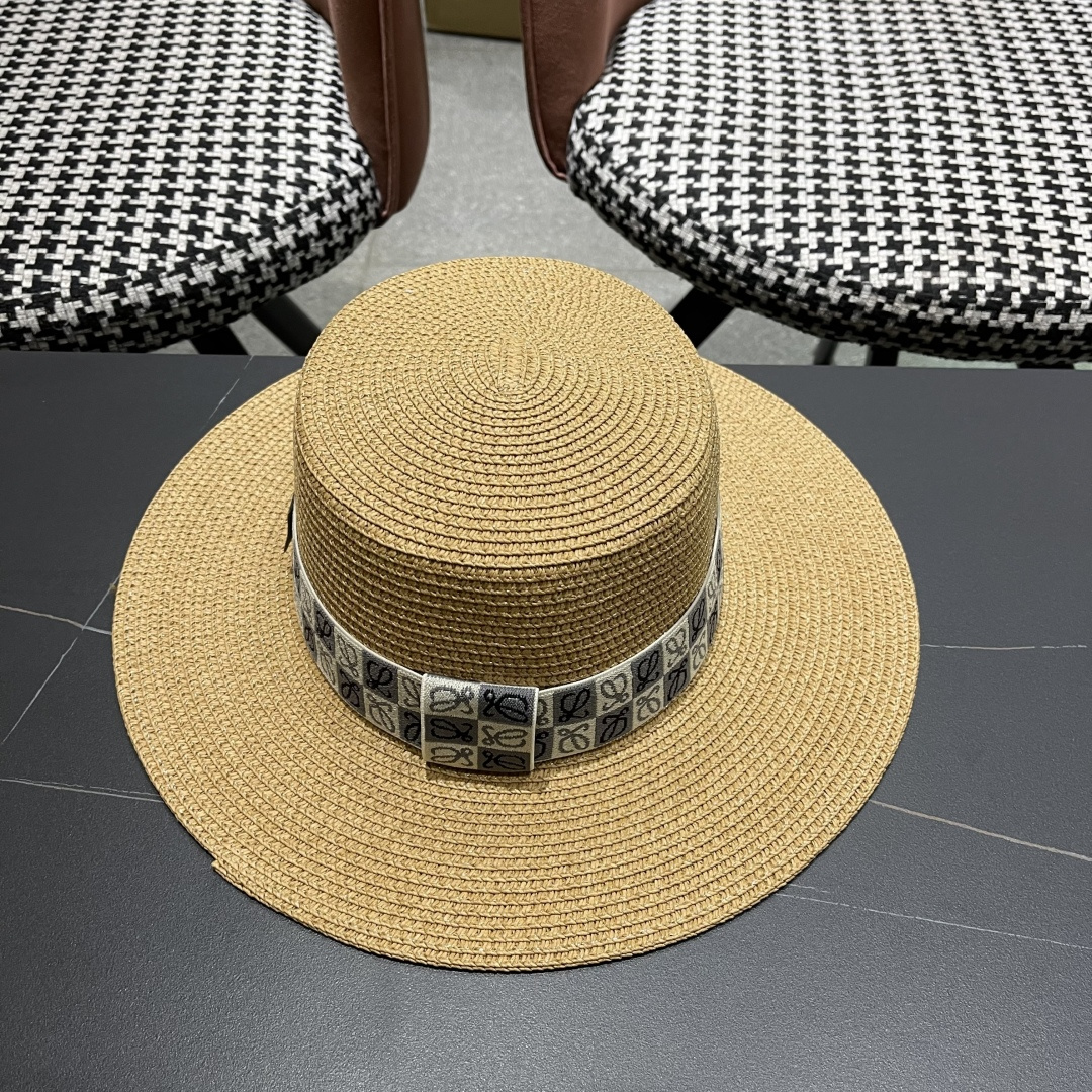【loewe罗意威】2025新款草编大牌织带编织草帽，度假休闲必备，优雅大方的一款