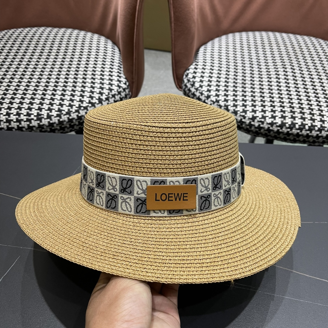 【loewe罗意威】2025新款草编大牌织带编织草帽，度假休闲必备，优雅大方的一款