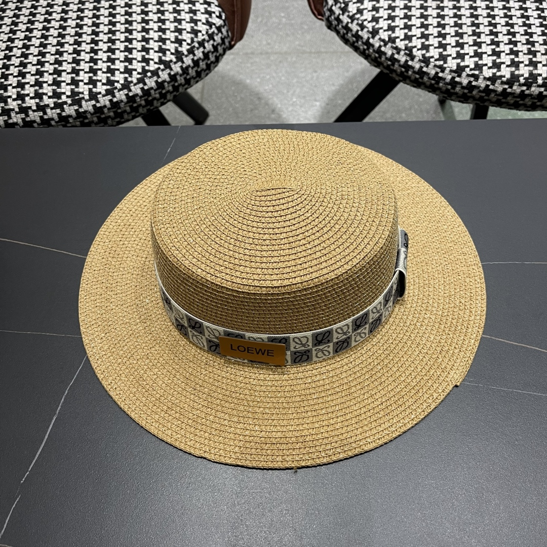 【loewe罗意威】2025新款草编大牌织带编织草帽，度假休闲必备，优雅大方的一款