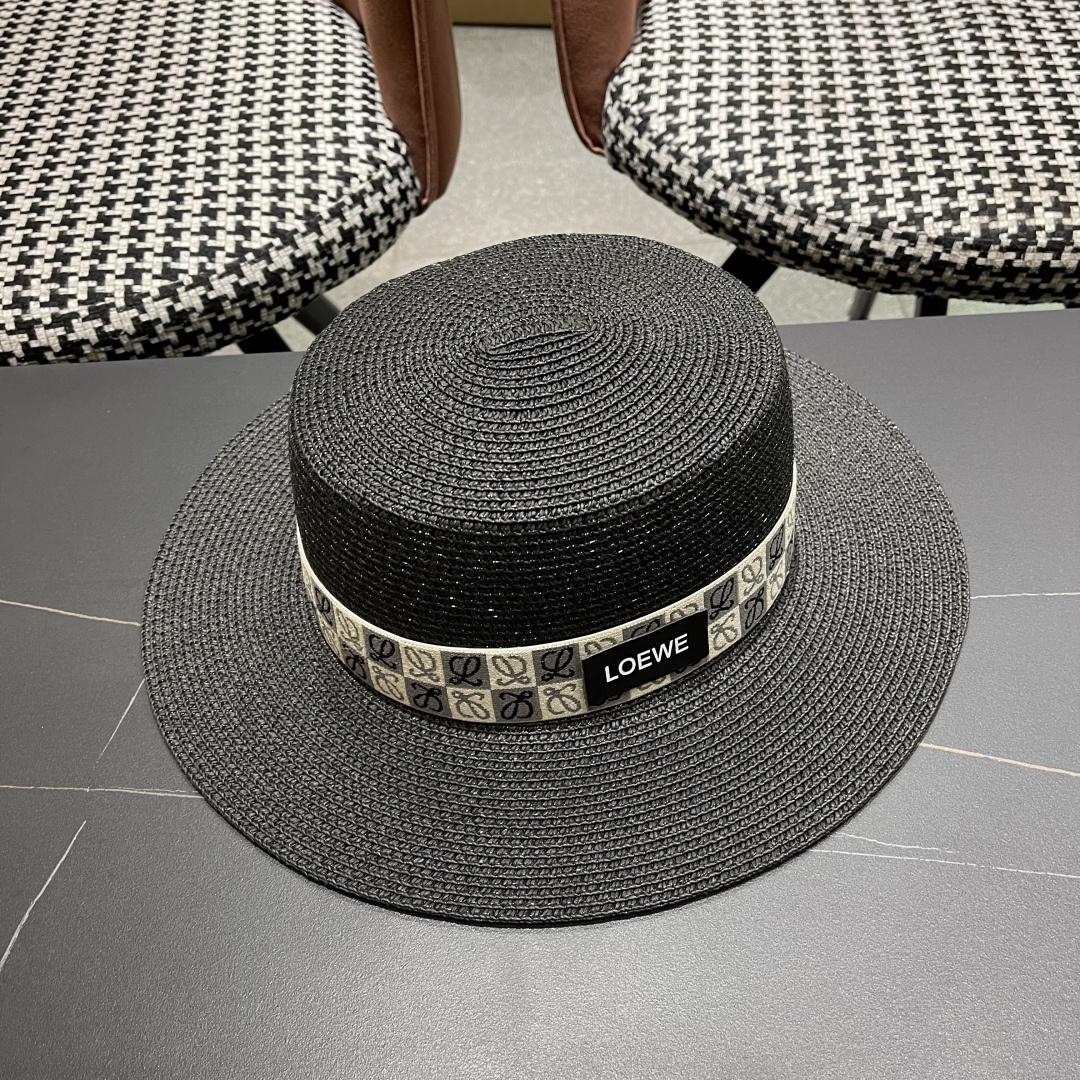 【loewe罗意威】2025新款草编大牌织带编织草帽，度假休闲必备，优雅大方的一款