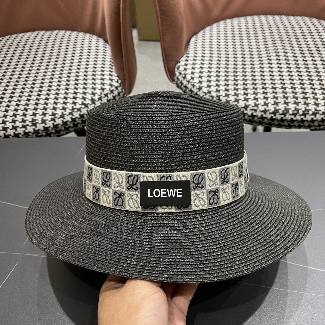 【loewe罗意威】2025新款草编大牌织带编织草帽，度假休闲必备，优雅大方的一款