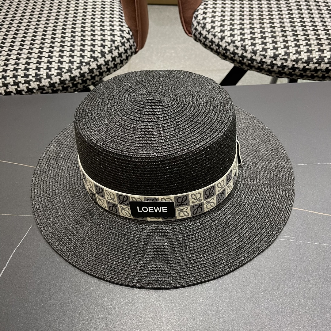 【loewe罗意威】2025新款草编大牌织带编织草帽，度假休闲必备，优雅大方的一款