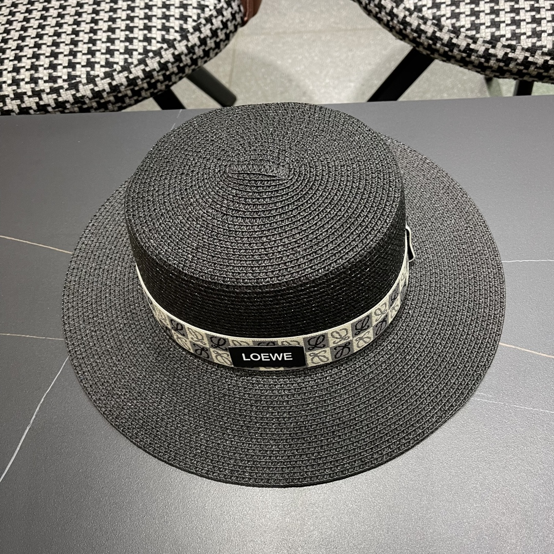【loewe罗意威】2025新款草编大牌织带编织草帽，度假休闲必备，优雅大方的一款