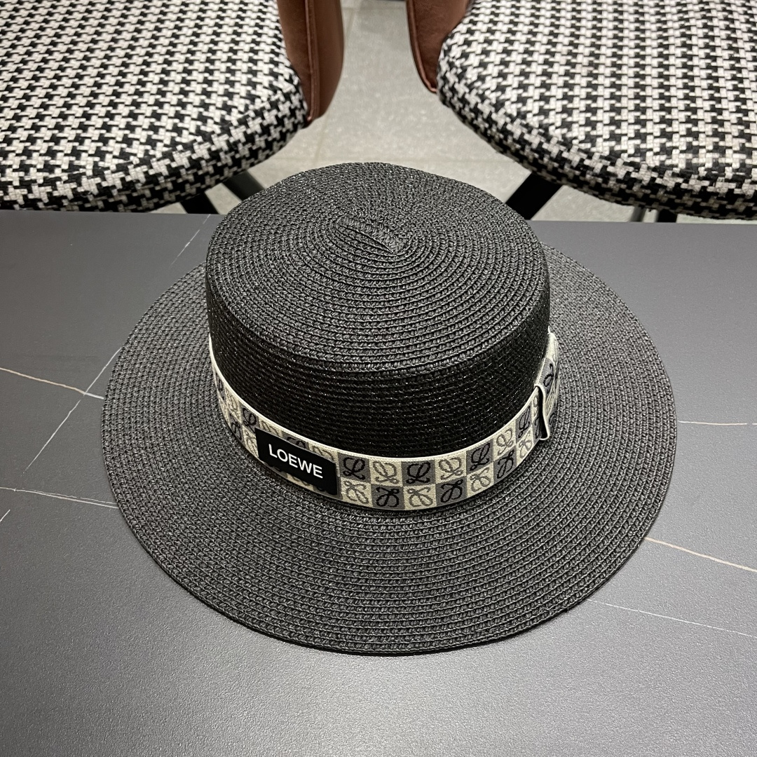【loewe罗意威】2025新款草编大牌织带编织草帽，度假休闲必备，优雅大方的一款