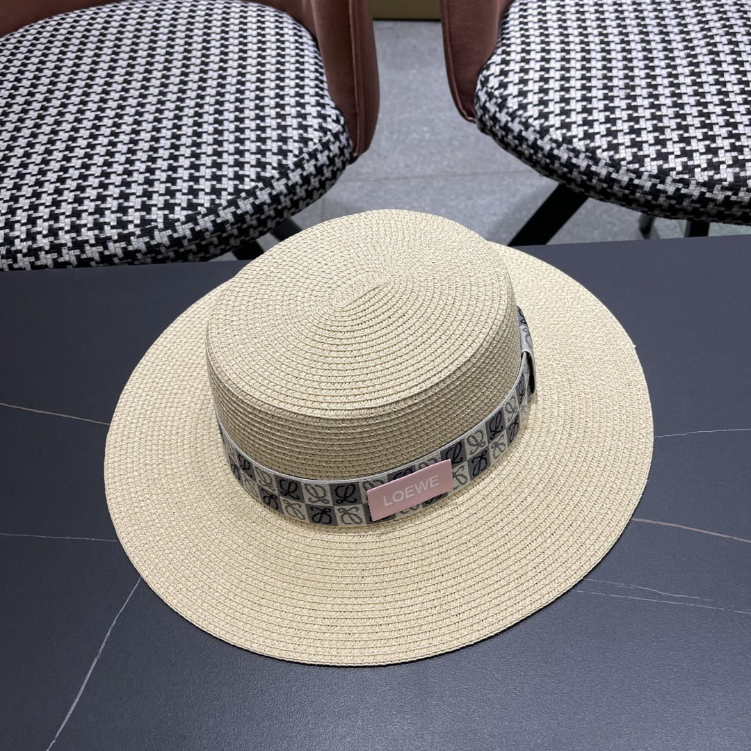 【loewe罗意威】2025新款草编大牌织带编织草帽，度假休闲必备，优雅大方的一款