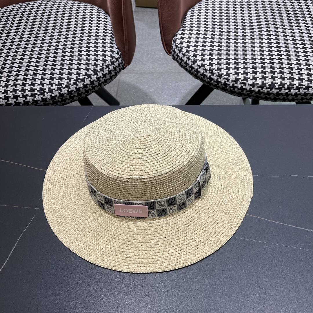 【loewe罗意威】2025新款草编大牌织带编织草帽，度假休闲必备，优雅大方的一款