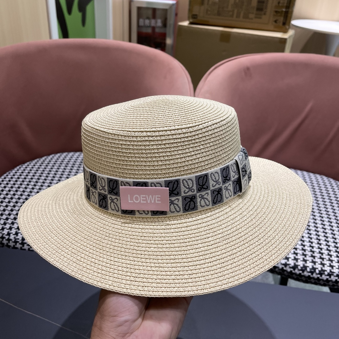 【loewe罗意威】2025新款草编大牌织带编织草帽，度假休闲必备，优雅大方的一款