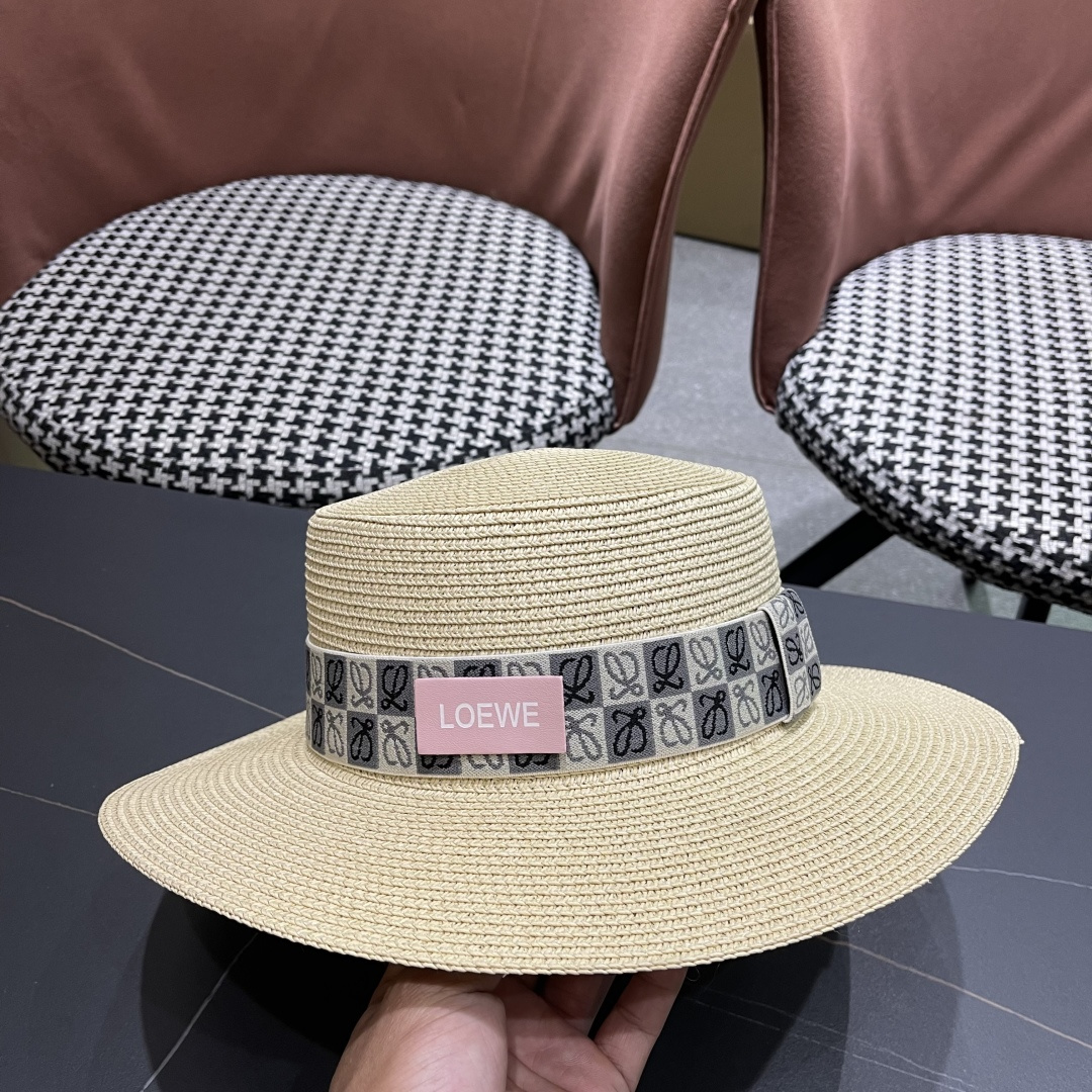 【loewe罗意威】2025新款草编大牌织带编织草帽，度假休闲必备，优雅大方的一款