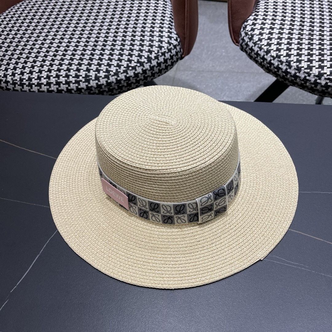 【loewe罗意威】2025新款草编大牌织带编织草帽，度假休闲必备，优雅大方的一款