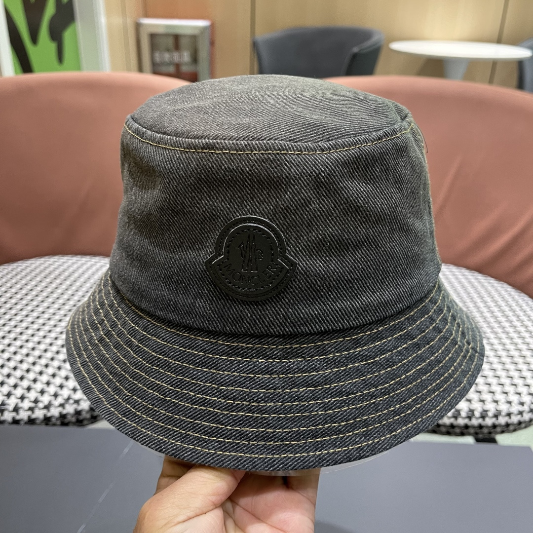 蒙口MONCLER头围新款水洗做旧渔夫帽女夏季防晒遮阳帽盆帽休闲百搭品脸小