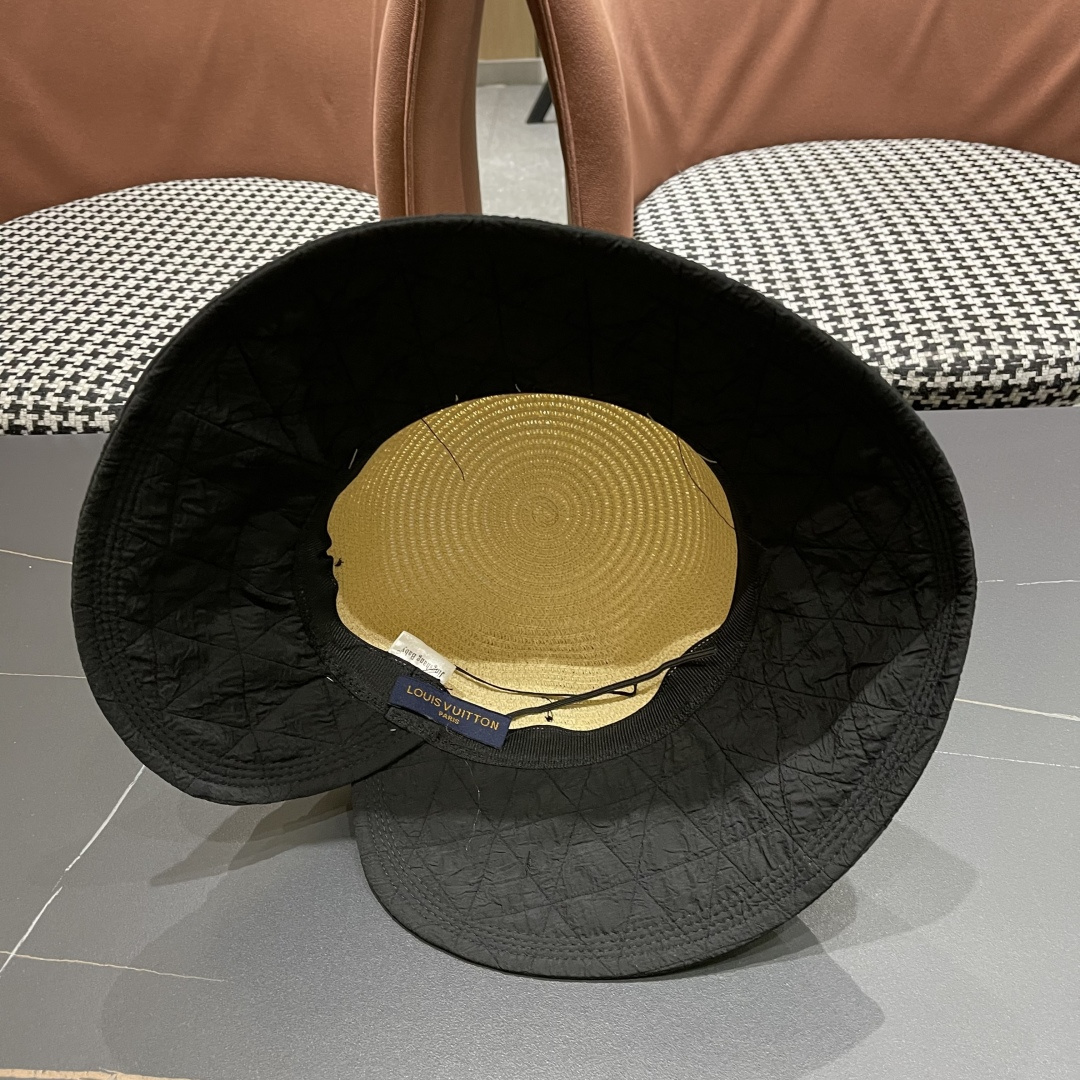  Chanel香奈儿日系优雅开叉蝴蝶结渔夫帽布草拼接大檐遮阳帽太
阳帽可折叠草帽潮