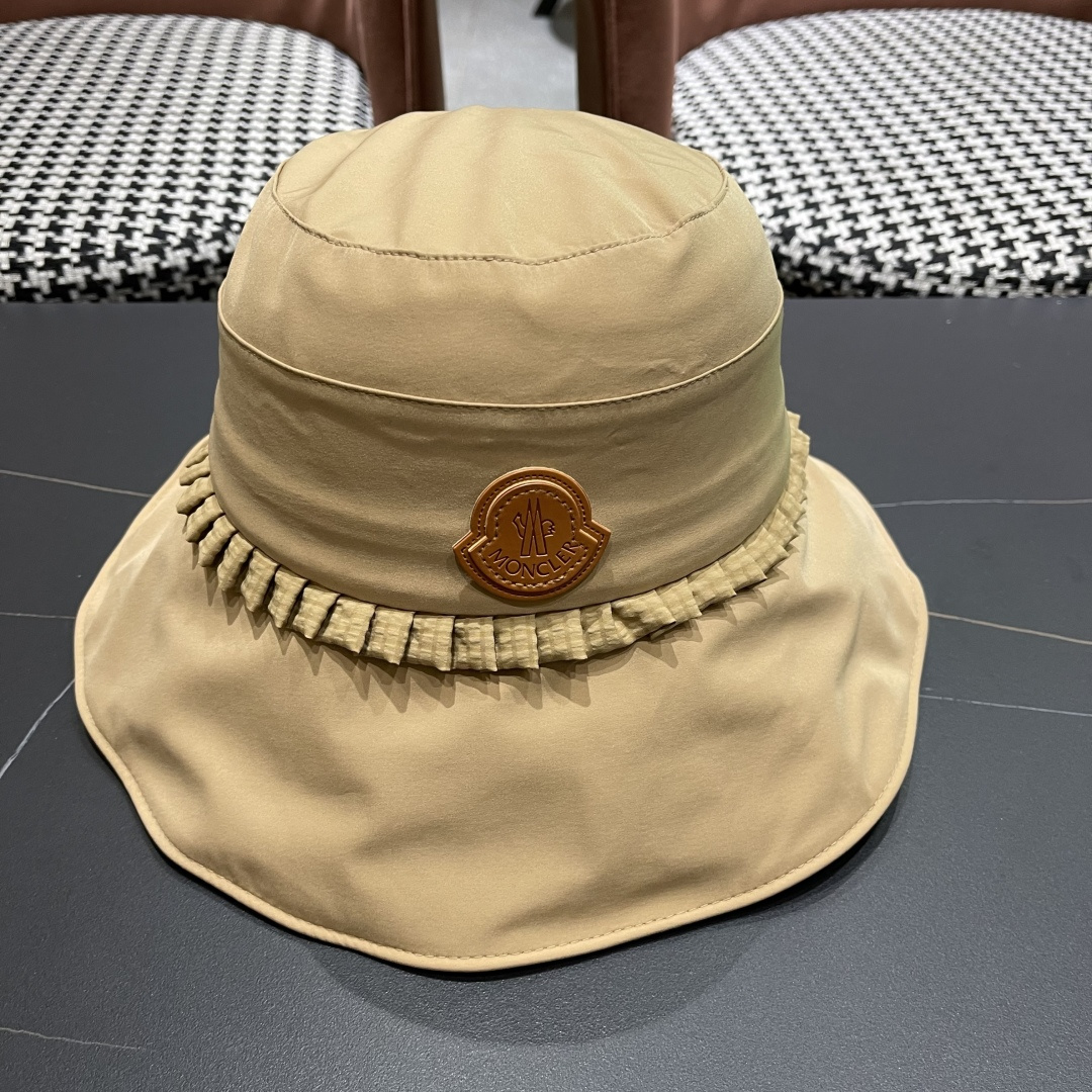  蒙口MONCLER
新款蝴蝶结渔夫帽子女显脸小夏季大帽檐帽度假遮
阳太阳帽