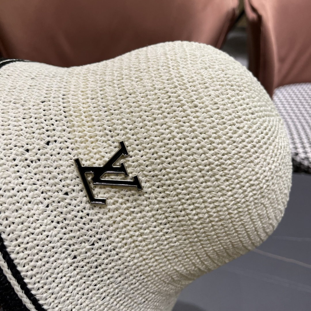 Lv路易威登手工编织盆帽遮阳防晒帽子女韩版镂空透气夏季可折叠显脸小渔夫帽