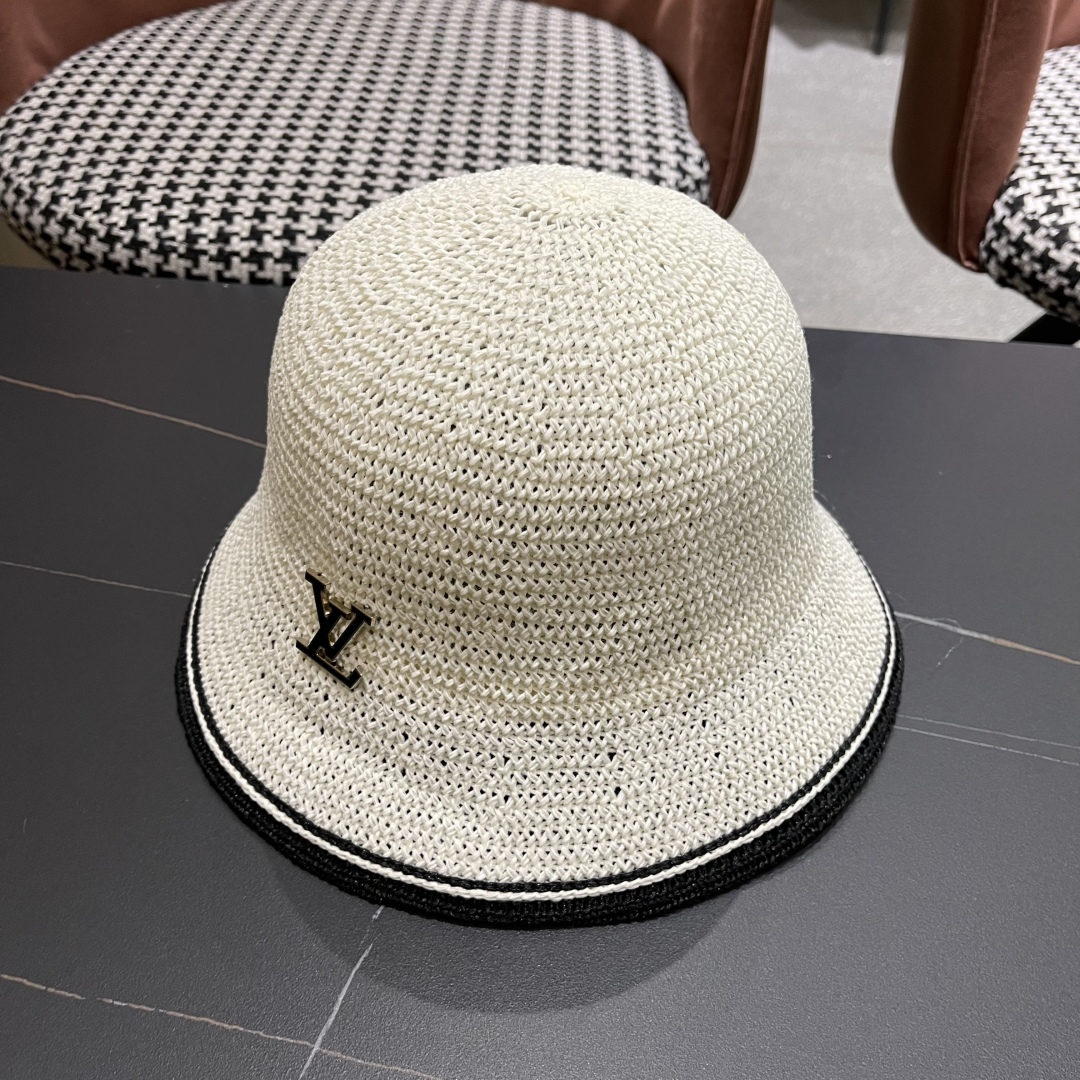 [LV Hats]Lv Louis Vuitton hand-woven basin hat sunshade sunscreen hat for wome