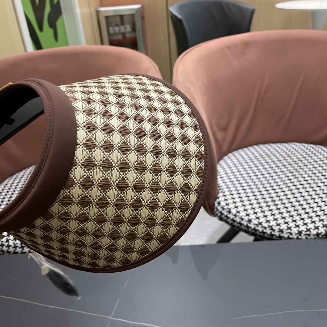 Lv路易威登 千鸟格防晒帽子女2025新款夏季防紫外线发箍遮阳大帽檐空顶太阳帽