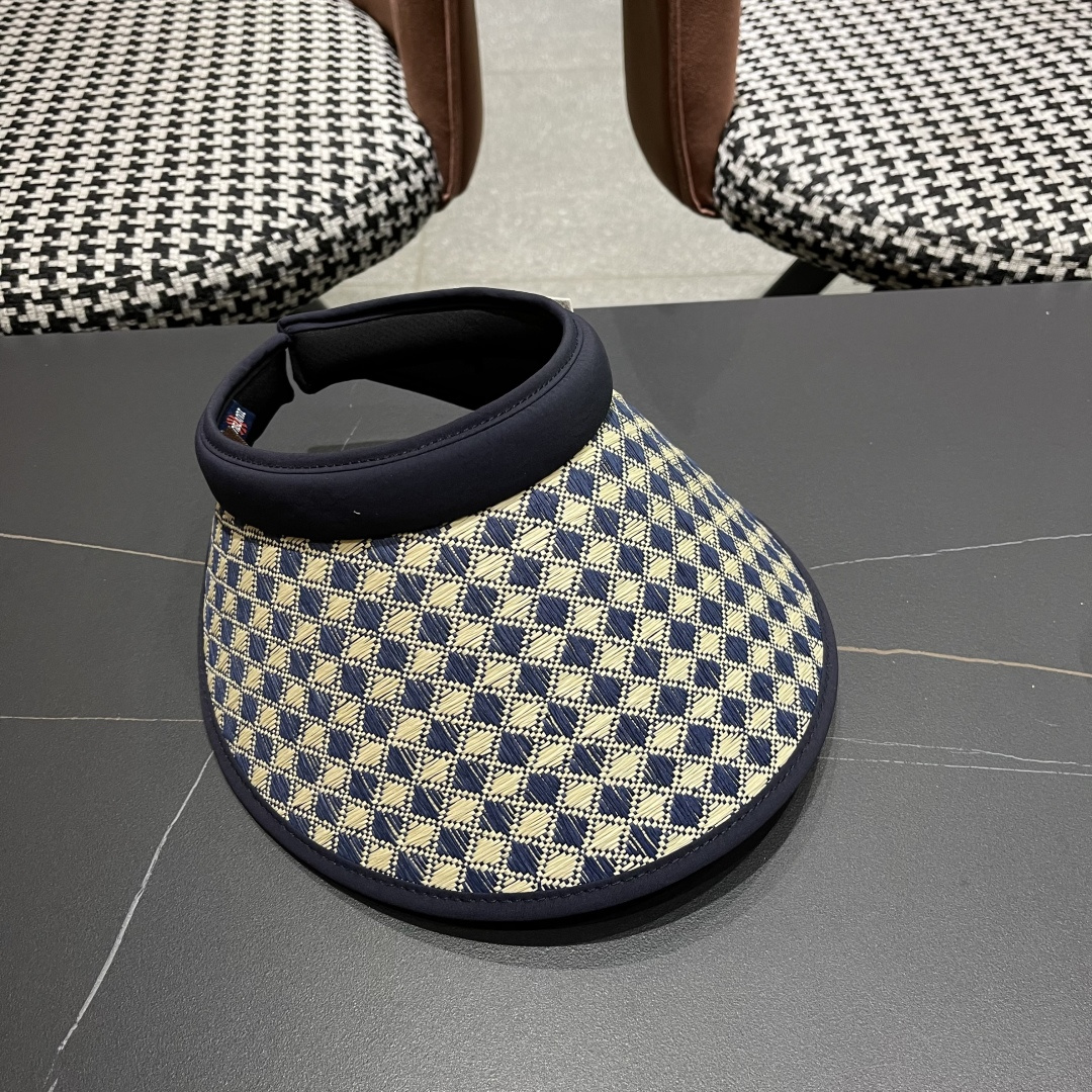 Lv路易威登 千鸟格防晒帽子女2025新款夏季防紫外线发箍遮阳大帽檐空顶太阳帽