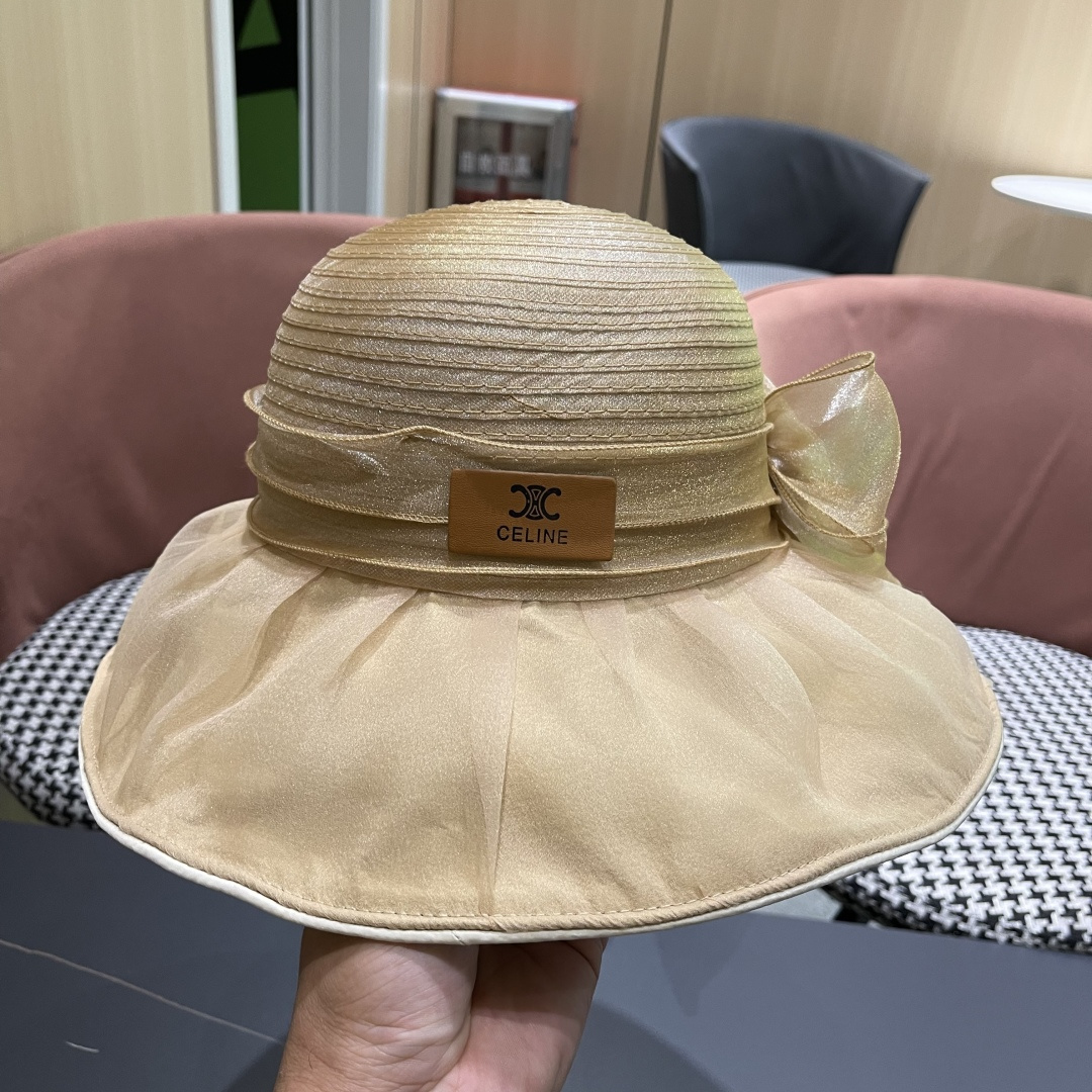 【CELINE赛琳】 网纱大花朵百搭渔夫帽子女春夏季海边沙
滩度假遮阳帽女士妈妈盆帽
