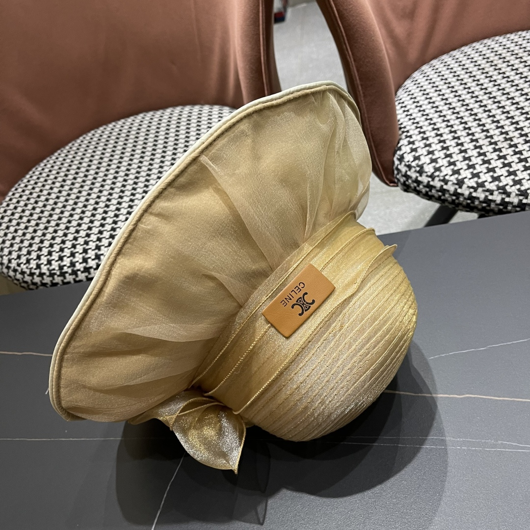 【CELINE赛琳】 网纱大花朵百搭渔夫帽子女春夏季海边沙
滩度假遮阳帽女士妈妈盆帽