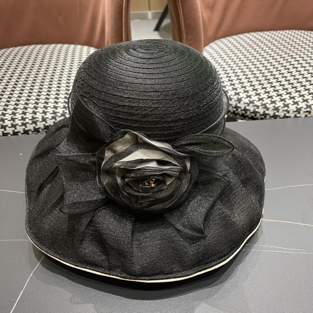 【CELINE赛琳】 网纱大花朵百搭渔夫帽子女春夏季海边沙
滩度假遮阳帽女士妈妈盆帽