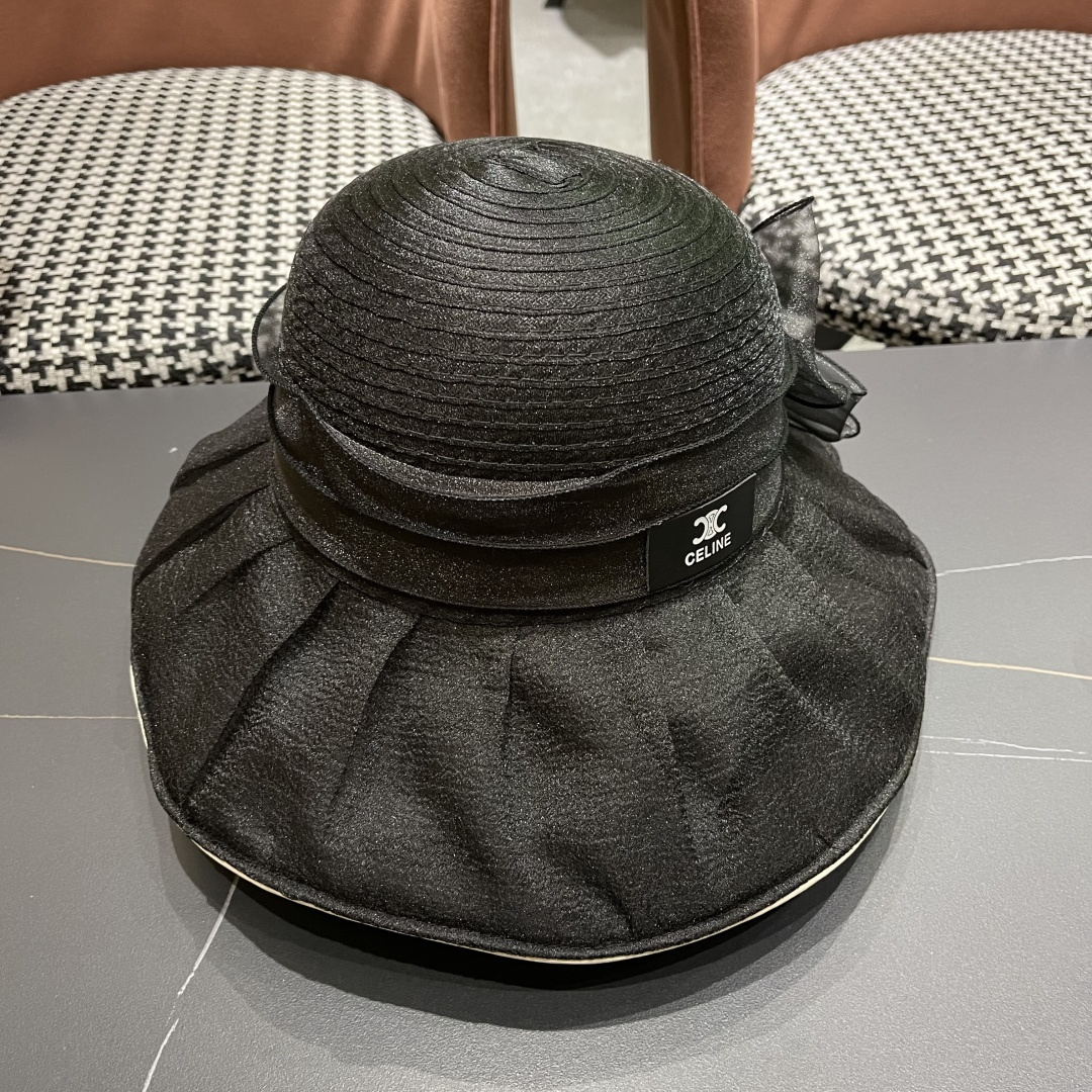 【CELINE赛琳】 网纱大花朵百搭渔夫帽子女春夏季海边沙
滩度假遮阳帽女士妈妈盆帽