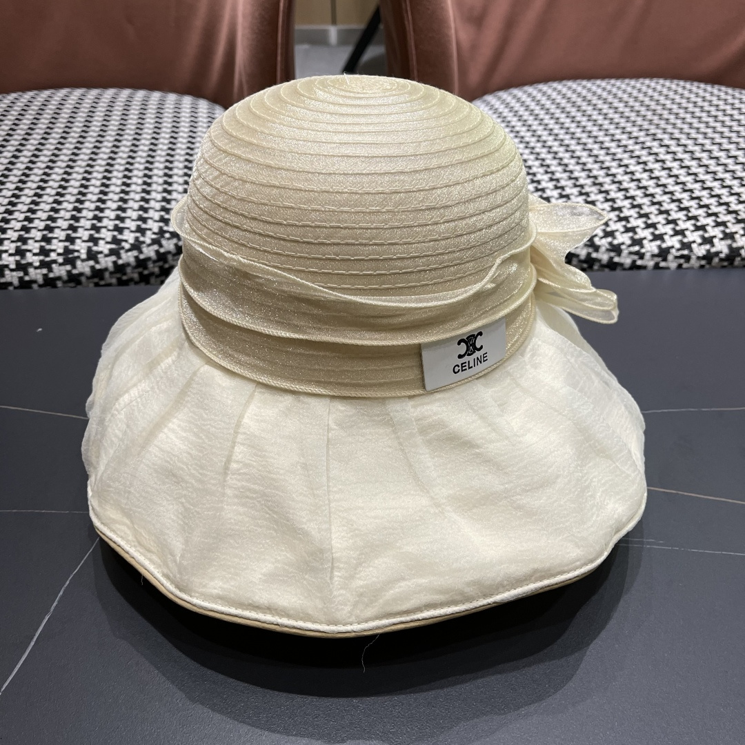 【CELINE赛琳】 网纱大花朵百搭渔夫帽子女春夏季海边沙
滩度假遮阳帽女士妈妈盆帽