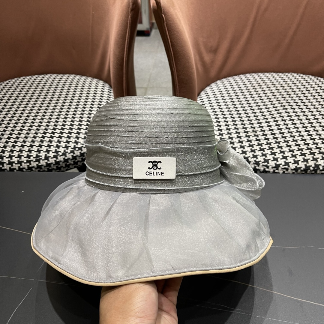 【CELINE赛琳】 网纱大花朵百搭渔夫帽子女春夏季海边沙
滩度假遮阳帽女士妈妈盆帽