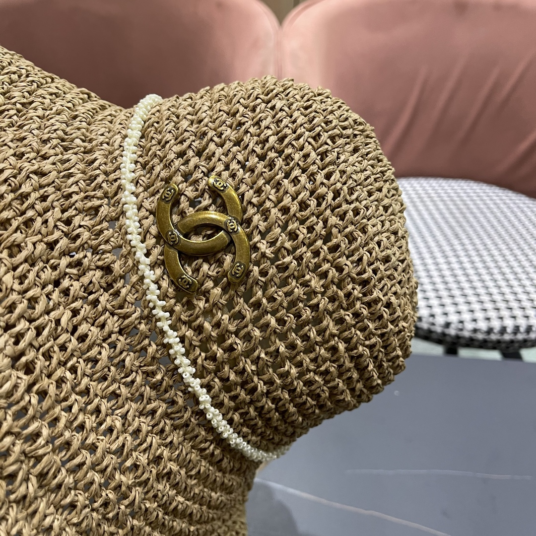  Chanel香奈儿草帽日系甜美珍珠蝴蝶结草帽女夏季
海边度假出游遞阳防晒太阳帽子
