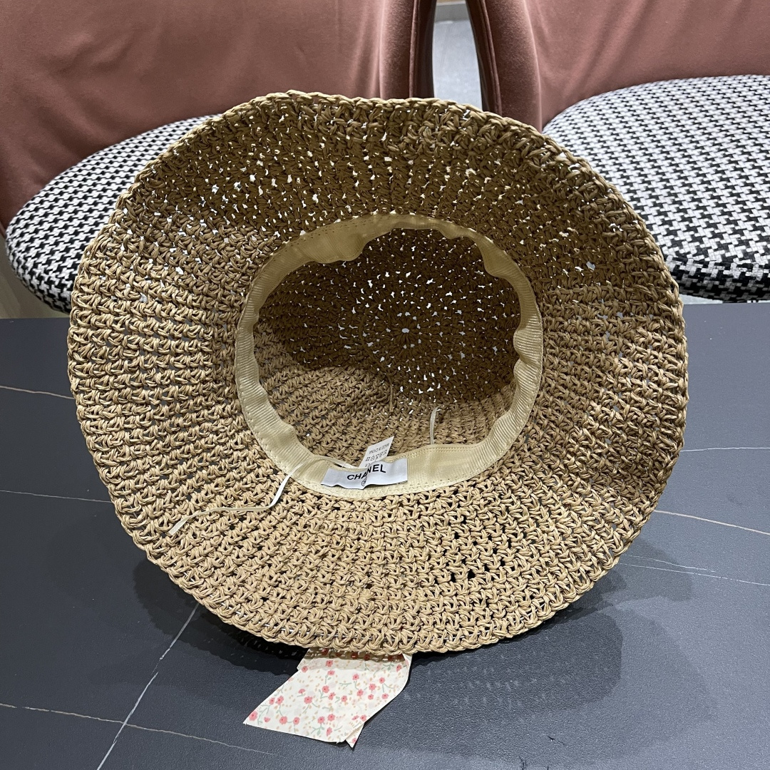  Chanel香奈儿草帽日系甜美珍珠蝴蝶结草帽女夏季
海边度假出游遞阳防晒太阳帽子
