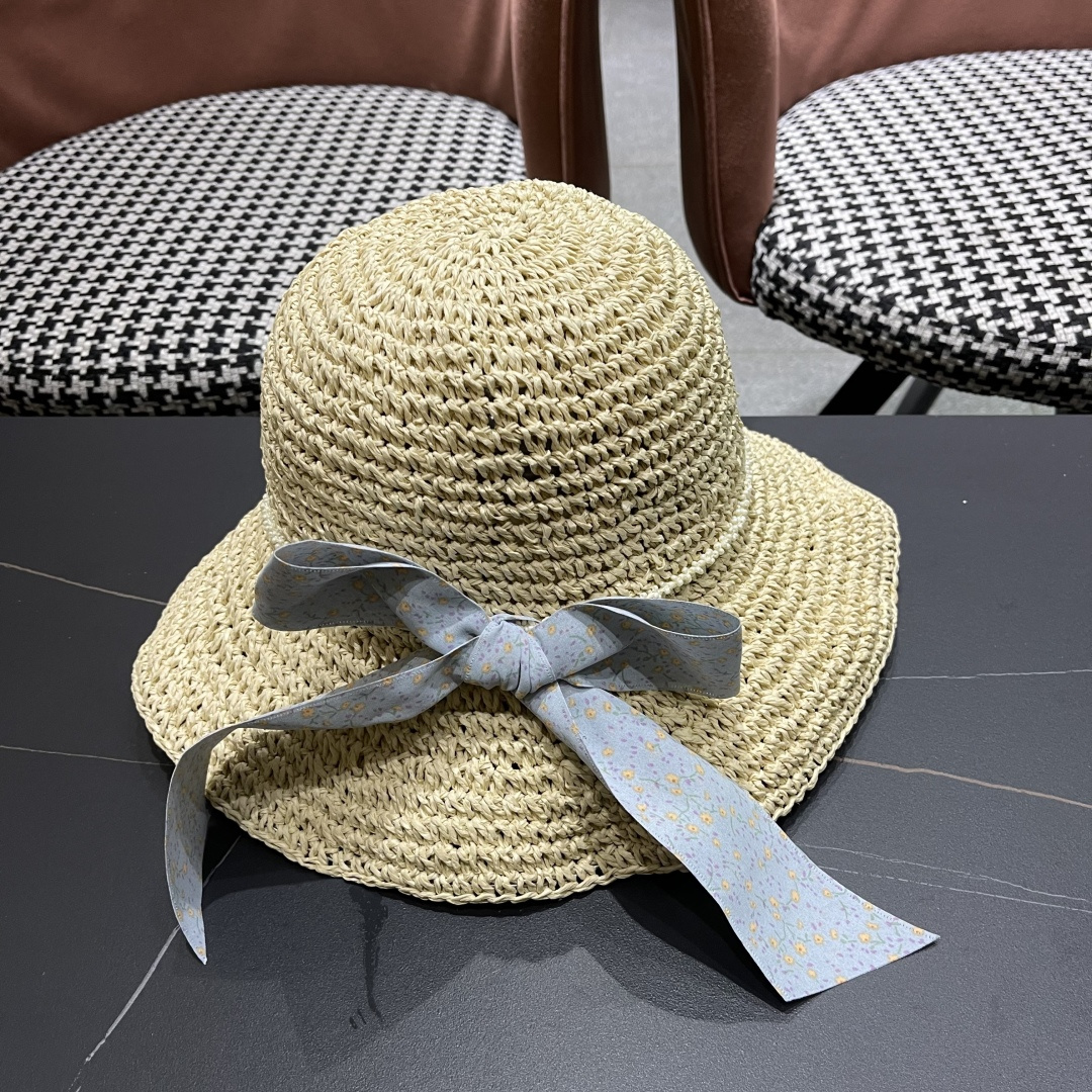  Chanel香奈儿草帽日系甜美珍珠蝴蝶结草帽女夏季
海边度假出游遞阳防晒太阳帽子
