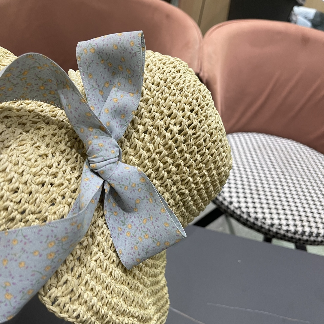  Chanel香奈儿草帽日系甜美珍珠蝴蝶结草帽女夏季
海边度假出游遞阳防晒太阳帽子
