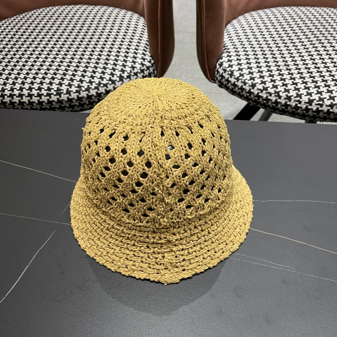  lv路易威登2025新款韩版遮阳渔夫帽女夏季纯色太阳帽镂
空针织甜美品脸小盆帽