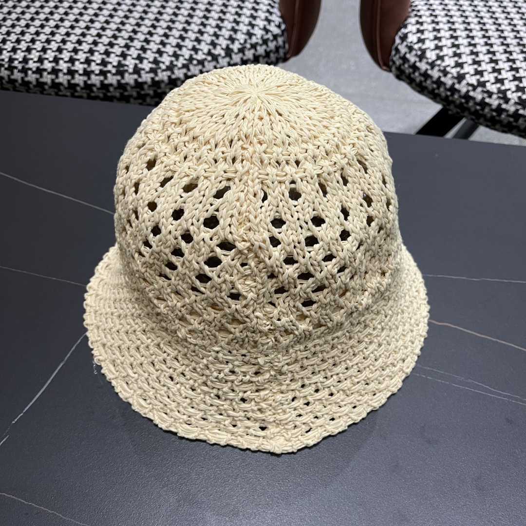  lv路易威登2025新款韩版遮阳渔夫帽女夏季纯色太阳帽镂
空针织甜美品脸小盆帽