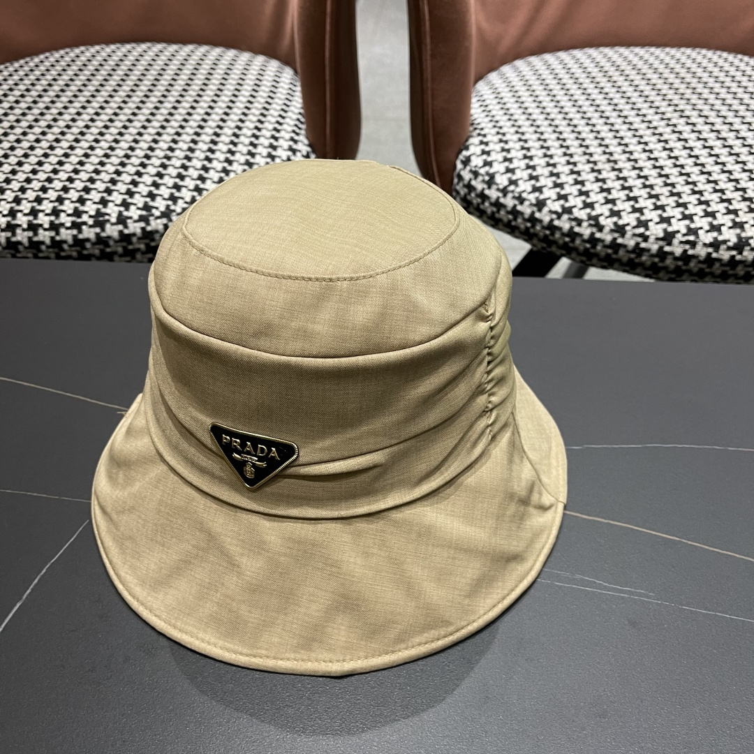  普拉达渔夫帽女2025新款时尚遮脸防晒帽夏季遮阳帽