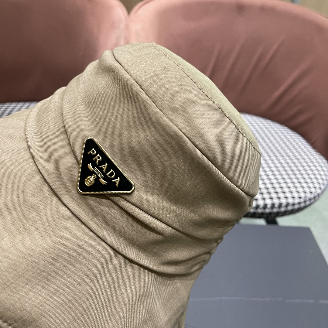  普拉达渔夫帽女2025新款时尚遮脸防晒帽夏季遮阳帽