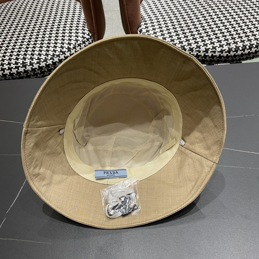 普拉达渔夫帽女2025新款时尚遮脸防晒帽夏季遮阳帽