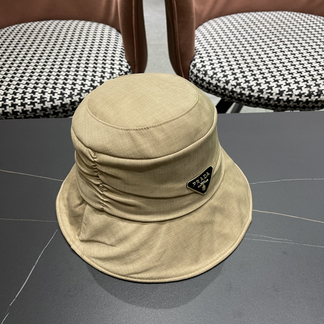  普拉达渔夫帽女2025新款时尚遮脸防晒帽夏季遮阳帽