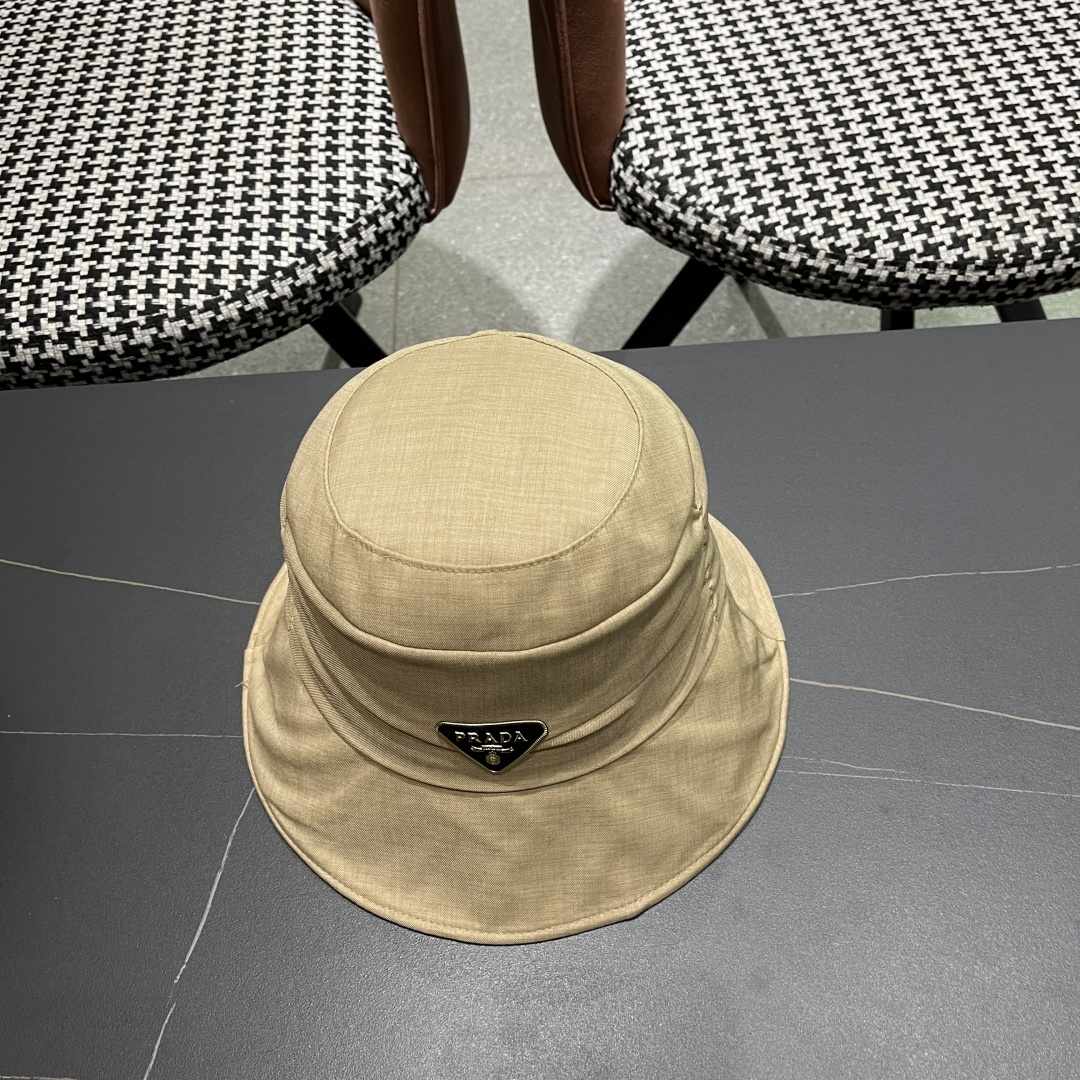  普拉达渔夫帽女2025新款时尚遮脸防晒帽夏季遮阳帽