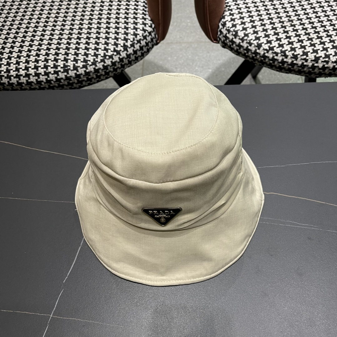  普拉达渔夫帽女2025新款时尚遮脸防晒帽夏季遮阳帽