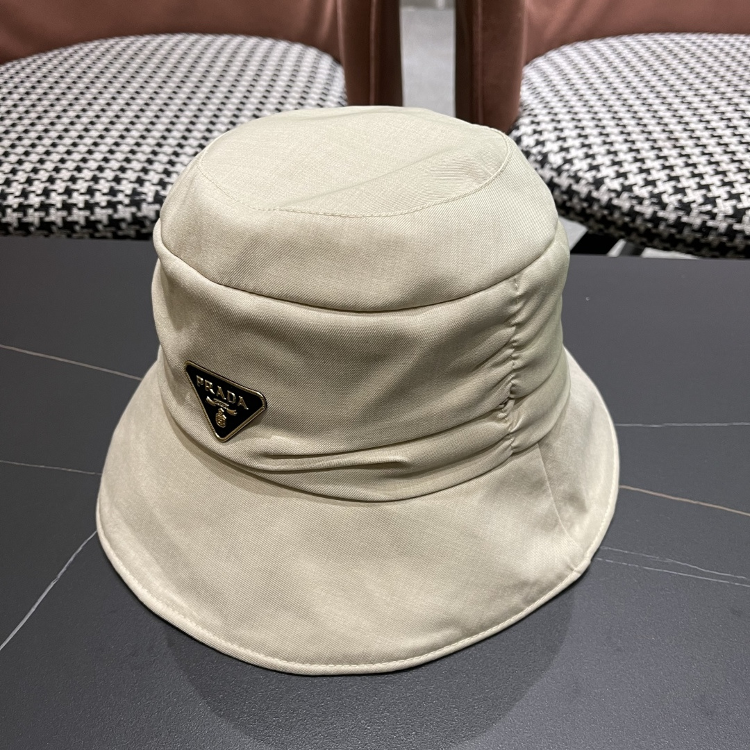  普拉达渔夫帽女2025新款时尚遮脸防晒帽夏季遮阳帽