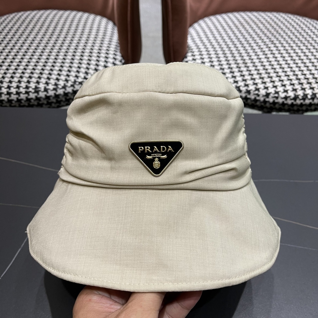  普拉达渔夫帽女2025新款时尚遮脸防晒帽夏季遮阳帽