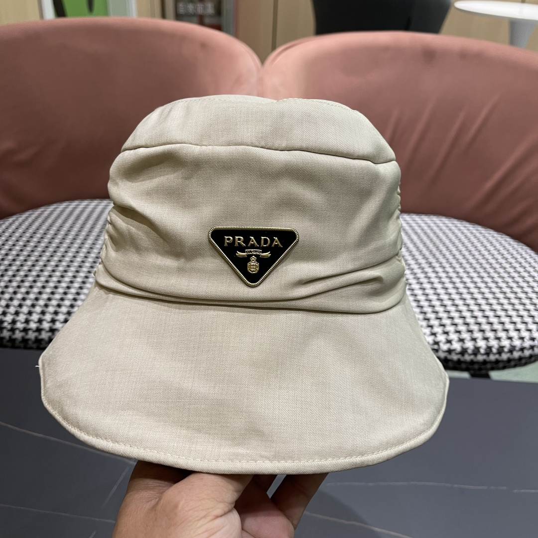  普拉达渔夫帽女2025新款时尚遮脸防晒帽夏季遮阳帽