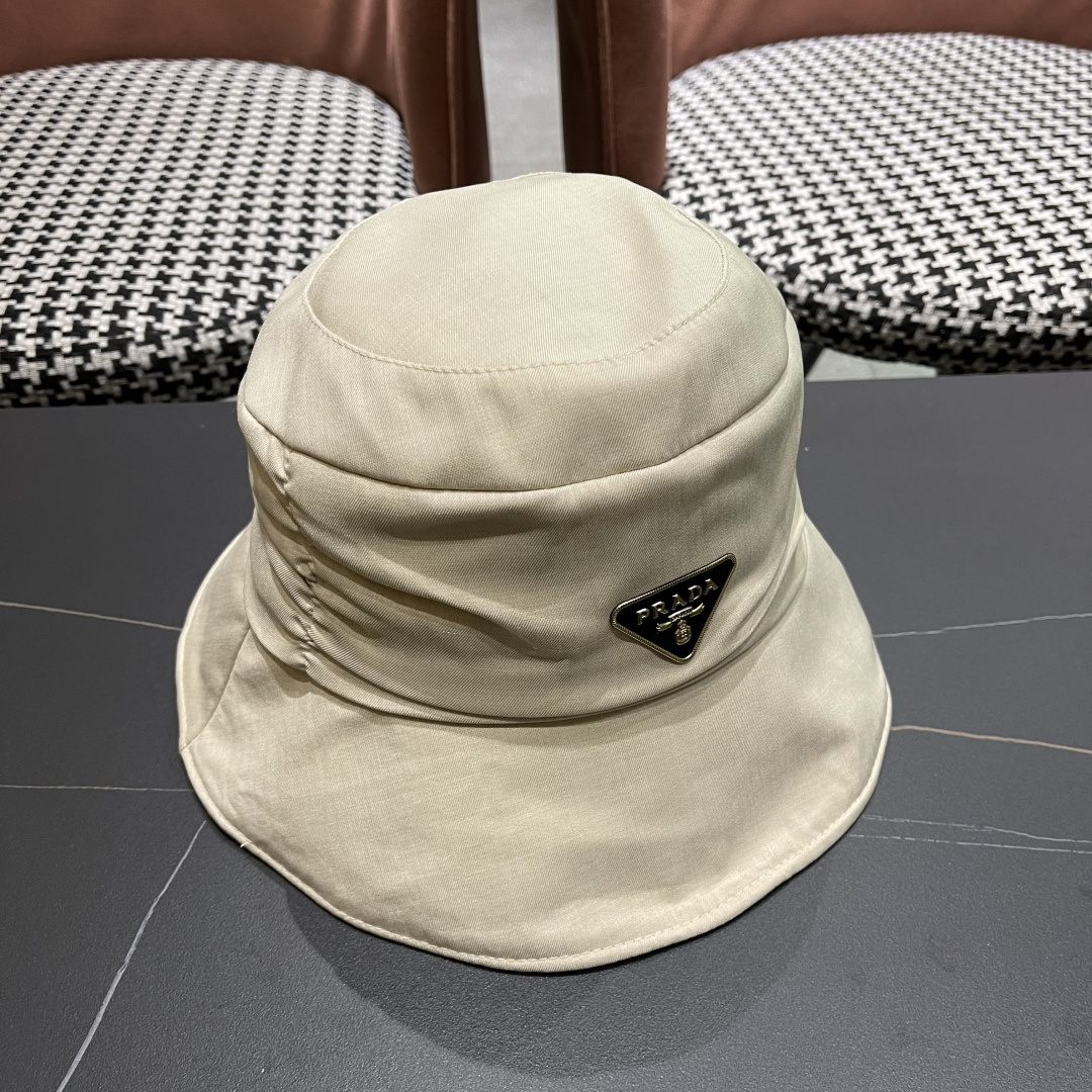  普拉达渔夫帽女2025新款时尚遮脸防晒帽夏季遮阳帽