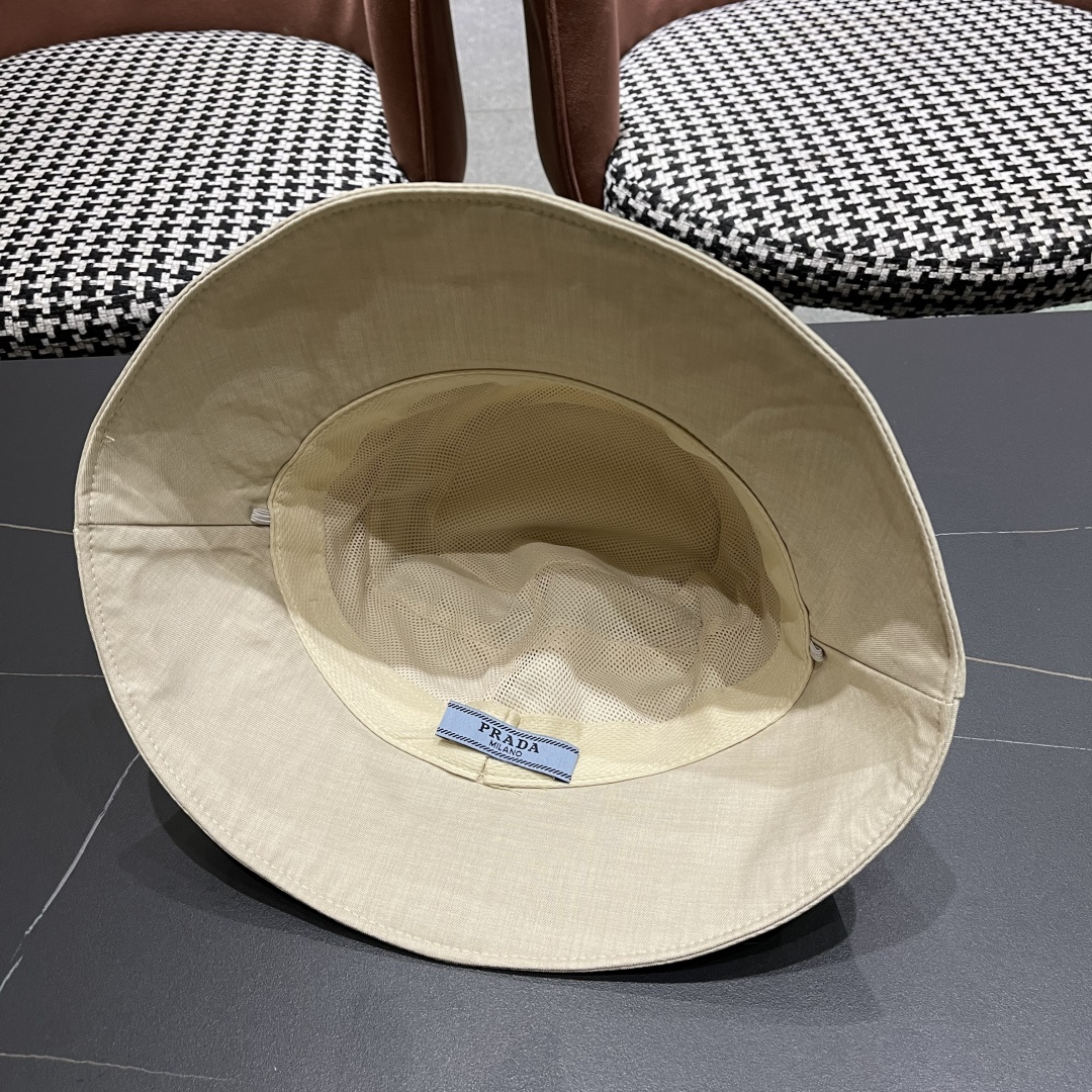  普拉达渔夫帽女2025新款时尚遮脸防晒帽夏季遮阳帽